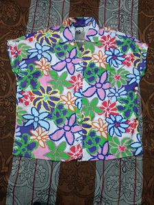 Vibrant Floral Short Sleeve Button-Up Shirt