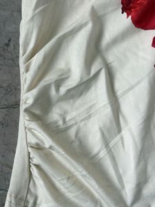 Cream Tank Top with Red Floral Print