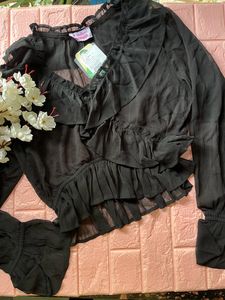 Sheer ruffled party top