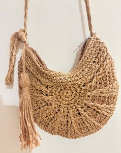 Boho Straw Crochet Crossbody Bag