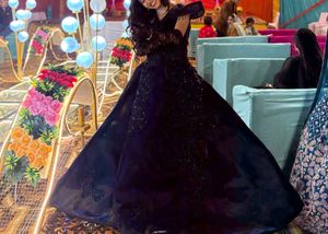 Elegant Navy Blue Embellished Gown