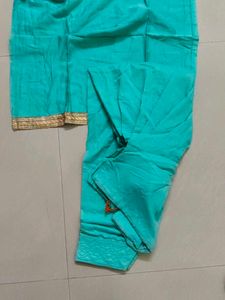 Beautiful Teal Kurta Set with Peacock Embroidery