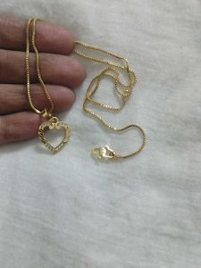 Gold Tone Heart Necklace &amp; Earrings Set