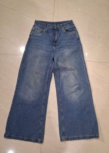 Wide Leg Blue Denim Jeans