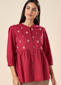 Akkriti By Pantaloons Embroidered Pink tunic