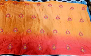 🇳🇿💫🎀Elegant Orange &amp; Grey black shade Saree