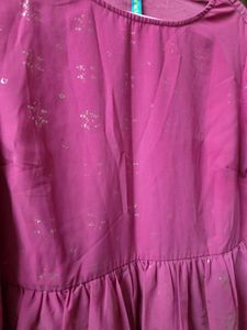 Beautiful Pink Kurti with Silver Print