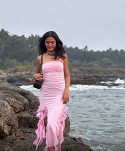 Pink Ruffle Strapless Dress