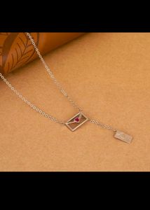 925 Silver Love Letter Ruby Necklace|