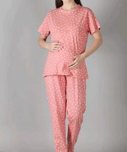 Comfortable Polka Dot Maternity Pyjama Set