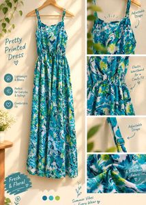 Beautiful Blue Floral Maxi Dress 🌿💙