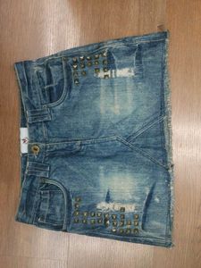Studded Denim Mini Skirt