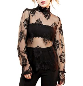 Black Lace Sheer Top