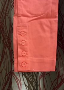 Coral  Pants with Button Detail