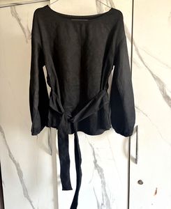Suede cinch waist top
