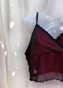 Sheer Lace Trim Crop Top