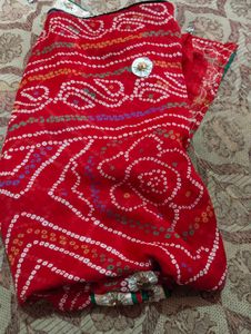 Red Bandhani Saree