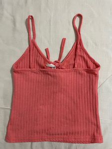 Peach Tank Top With Front Tie Up