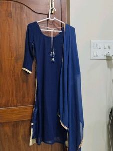 Elegant Navy Blue Embroidered Suit