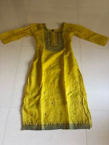 Yellow Embroidered Kurta