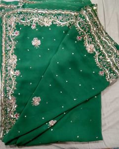 Emerald Green Sequined Saree