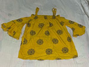 Yellow Cold Shoulder Kurta