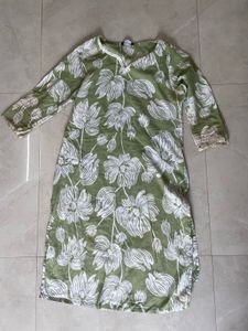 Green Floral Print Kurta