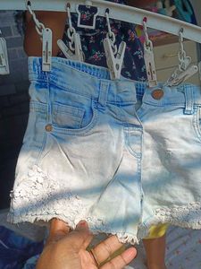 Denim Lace Shorts