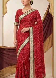 Red Bandhani Saree