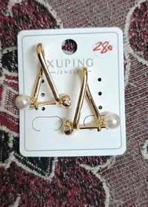 Geometric Pearl Drop Earrings