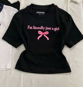 Black Crop Top with Pink Bow - XS/S