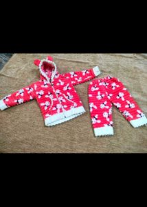 Cute Bunny Print Fleece Set