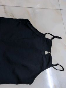 Sleek Black Halter Neck Midi Dress