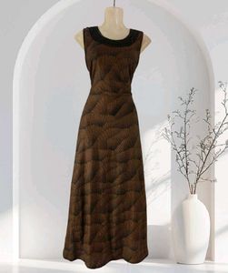 Elegant Brown Beaded Maxi Dress