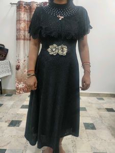 Elegant Black Cape Dress