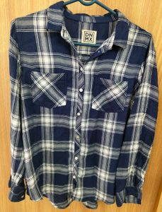 👕 DNMX Navy Blue &amp; White Plaid Shirt