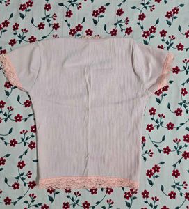 Cute Pink Lace Trim Top