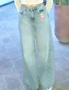 Grey Wide Leg Jeans