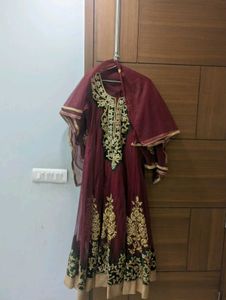 Elegant Maroon Embroidered Kurta Set