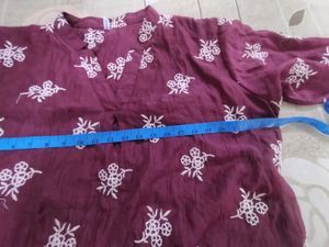 Maroon Embroidered Kurta