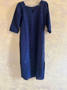 Navy Blue Embroidered Kurta