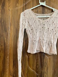 Sheer Knit Long Sleeve Top