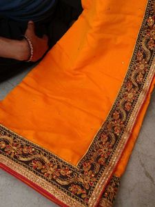 Orange Embroidered Saree