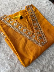 Elegant Mustard Kurta Set with Embellishments