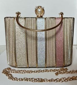 Brand New Sparkling Striped Evening Clutch Bag