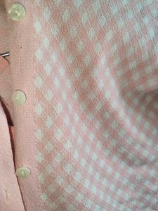 Chic Pink Gingham Cardigan &amp; Crop Top Set
