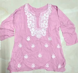 Chikankari Embroidered Pink Kurta