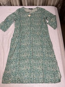 Green Block Print Kurta
