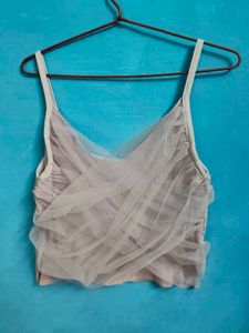 Sheer Tulle Overlay Camisole Top
