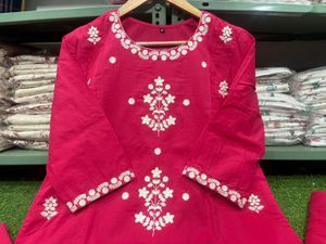 Pink Embroidered Kurta Set with Dupatta